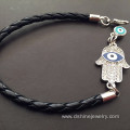 Customized Knot Leather Braided Evil Eye Charm Bracelet